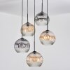 Ripoll Hanglamp, Kogellampje, Cluster hanglamp Amber, Duidelijk, Rookkleurig, 5-lichts