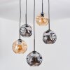 Ripoll Hanglamp, Kogellampje, Cluster hanglamp Amber, Rookkleurig, 5-lichts