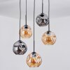 Ripoll Hanglamp, Kogellampje, Cluster hanglamp Amber, Rookkleurig, 5-lichts