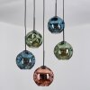 Ripoll Hanglamp, Kogellampje, Cluster hanglamp Blauw, Groen, Koperkleurig, 5-lichts