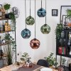 Ripoll Hanglamp, Kogellampje, Cluster hanglamp Blauw, Groen, Koperkleurig, 5-lichts