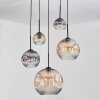 Ripoll Hanglamp, Kogellampje, Cluster hanglamp Amber, Duidelijk, Rookkleurig, 5-lichts