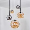 Ripoll Hanglamp, Kogellampje, Cluster hanglamp Amber, Rookkleurig, 5-lichts