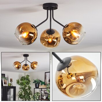 Ripoll Plafondlamp, Kogellampje Goud, Duidelijk, 3-lichts