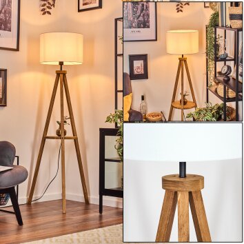 Soungou Staande lamp Hout donker, Zwart, 1-licht