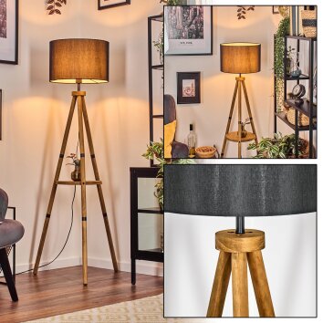 Soungou Staande lamp Bruin, Natuurlijke kleuren, Zwart, 1-licht