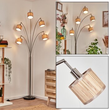 Bongal Staande lamp Nikkel mat, Zwart, 5-lichts