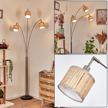 Bongal Staande lamp Nikkel mat, Zwart, 3-lichts