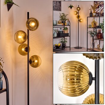 Koyoto Staande lamp Goud, Duidelijk, 4-lichts