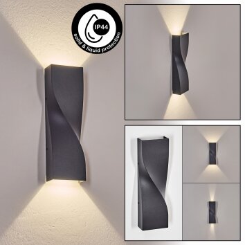 Halan Wandlamp voor buiten, Licht omhoog & omlaag, Wandlamp LED Zwart, 2-lichts