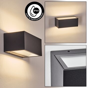 Lanor Wandlamp voor buiten, Licht omhoog & omlaag, Wandlamp LED Zwart, 1-licht