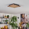 Tandragee Plafondlamp, Paneel LED houtlook, Zwart, 1-licht