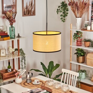 Chellas Hanglamp, Hanglamp Natuurlijke kleuren, Zwart, 1-licht