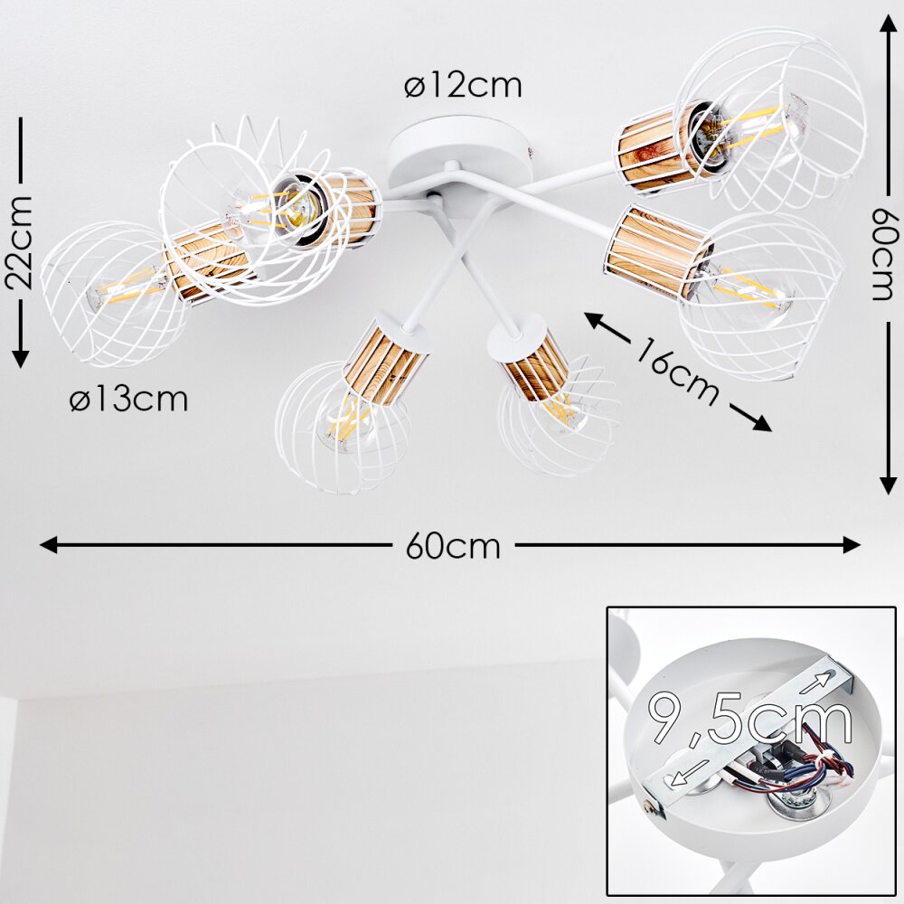 Koler Plafondlamp Wit, 6-lichts