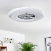 Petrovac plafondventilator LED Chroom, Wit, 1-licht, Afstandsbediening